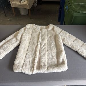 Ivory Faux Fur Teddy Jacket Coat No Brand Missing Clips See Photos